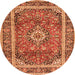 Machine Washable Medallion Orange Traditional Area Rugs, wshtr2955org