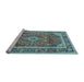 Sideview of Machine Washable Medallion Light Blue Traditional Rug, wshtr2955lblu