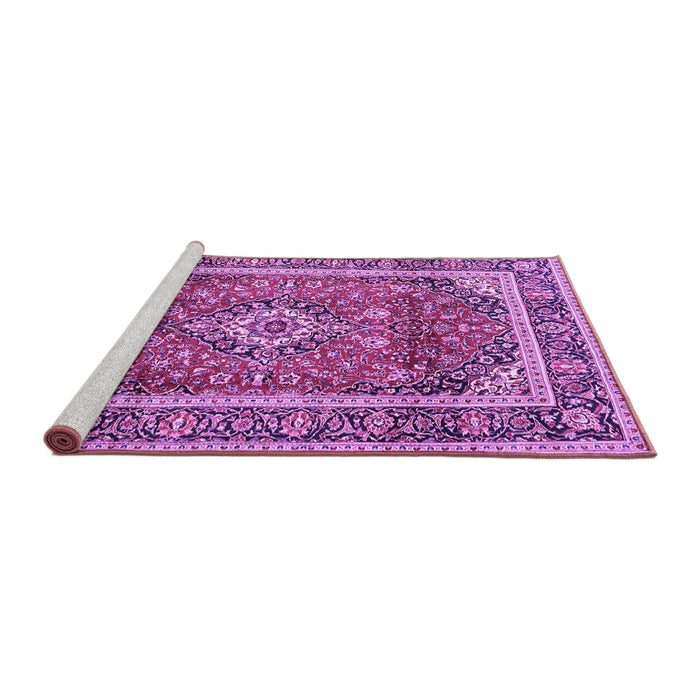 Sideview of Machine Washable Medallion Purple Traditional Area Rugs, wshtr2955pur