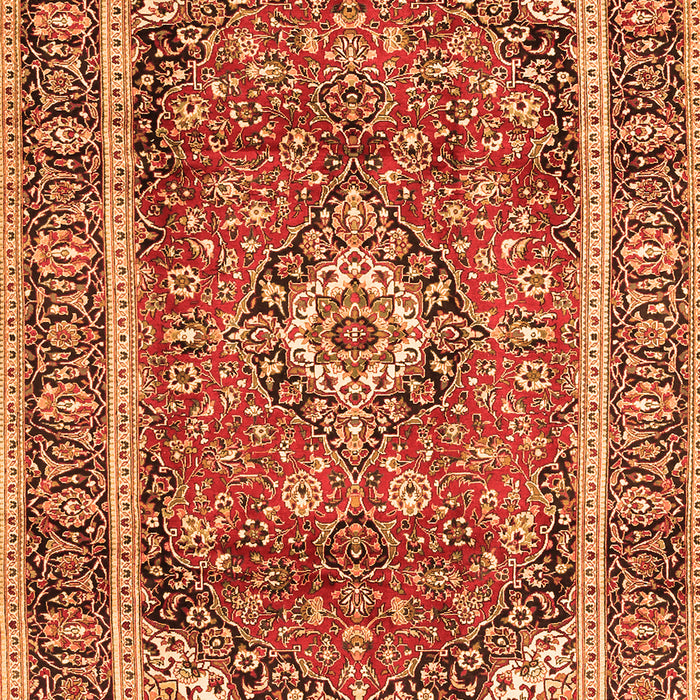 Serging Thickness of Machine Washable Medallion Orange Traditional Area Rugs, wshtr2955org