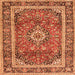 Serging Thickness of Medallion Orange Traditional Rug, tr2955org