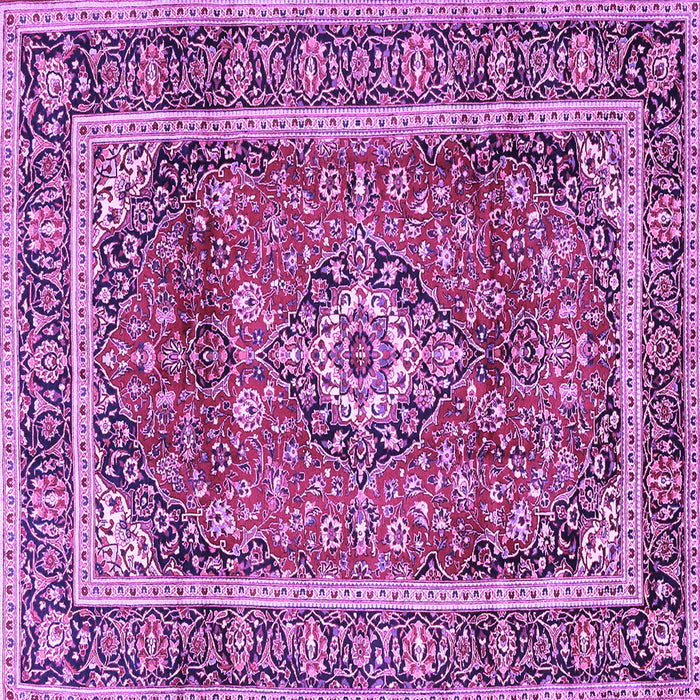 Square Machine Washable Medallion Purple Traditional Area Rugs, wshtr2955pur