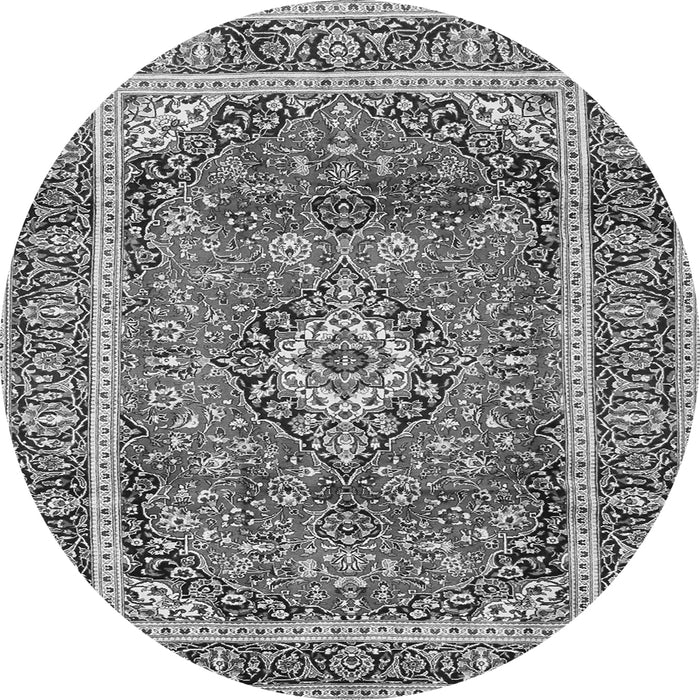 Machine Washable Medallion Gray Traditional Rug, wshtr2955gry