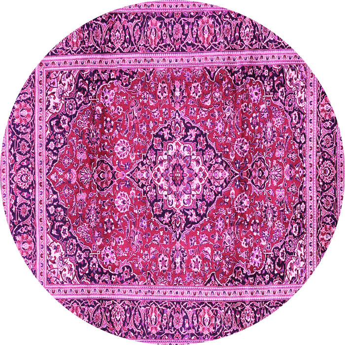 Round Medallion Pink Traditional Rug, tr2955pnk