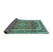 Sideview of Medallion Turquoise Traditional Rug, tr2955turq