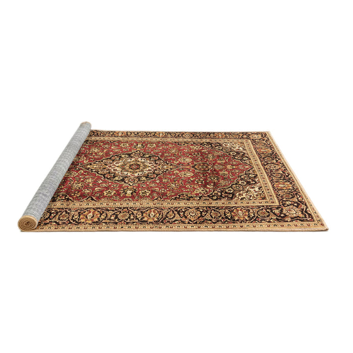 Sideview of Machine Washable Medallion Brown Traditional Rug, wshtr2955brn