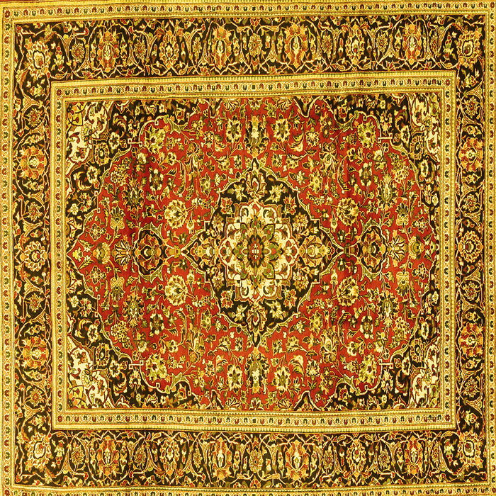 Square Medallion Yellow Traditional Rug, tr2955yw