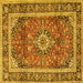 Square Medallion Yellow Traditional Rug, tr2955yw