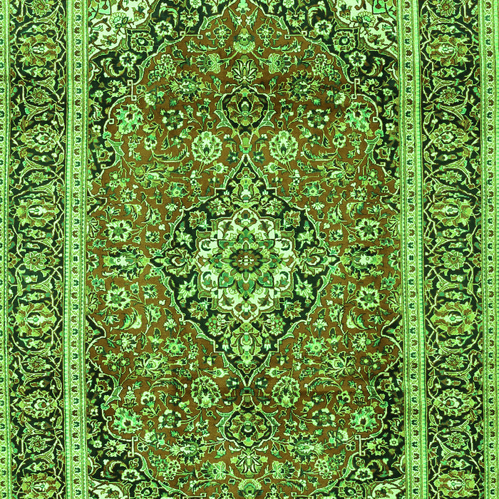 Serging Thickness of Machine Washable Medallion Green Traditional Area Rugs, wshtr2955grn
