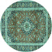 Round Medallion Turquoise Traditional Rug, tr2955turq