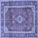 Square Medallion Blue Traditional Rug, tr2955blu