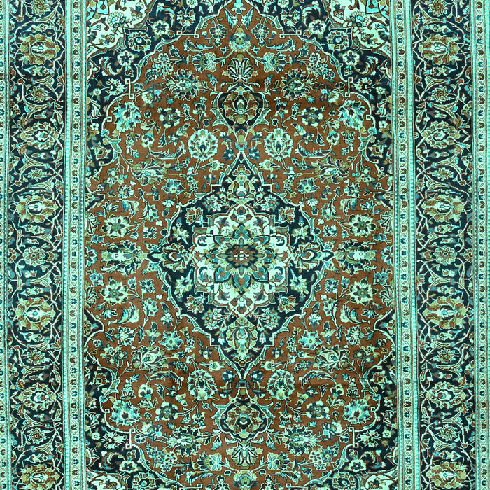 Machine Washable Medallion Turquoise Traditional Area Rugs, wshtr2955turq