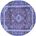 Round Medallion Blue Traditional Rug, tr2955blu