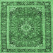 Square Medallion Emerald Green Traditional Rug, tr2955emgrn