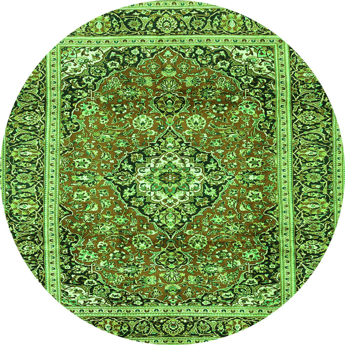Square Medallion Green Traditional Rug, tr2955grn