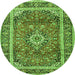 Square Medallion Green Traditional Rug, tr2955grn