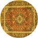 Round Medallion Yellow Traditional Rug, tr2955yw