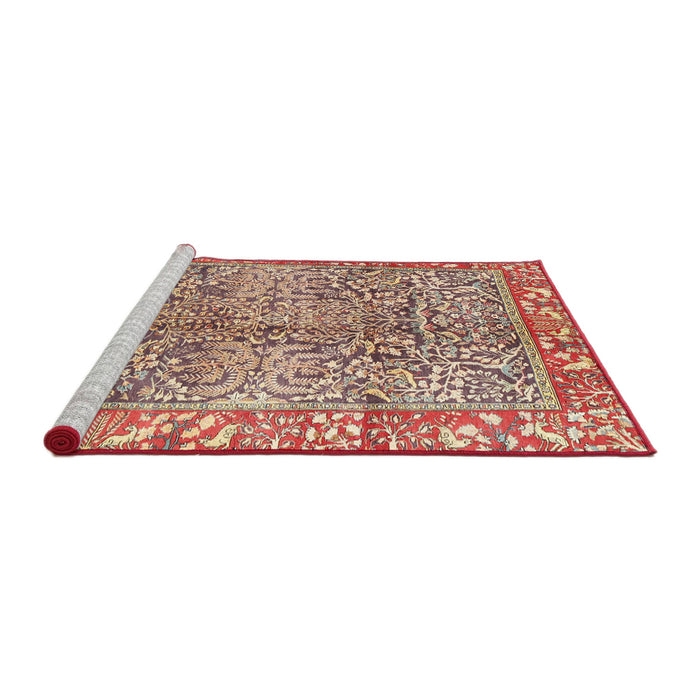 Sideview of Machine Washable Traditional Fire Brick Red Rug, wshtr2956