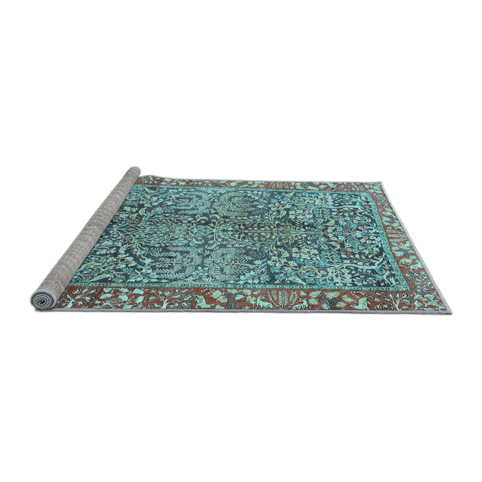 Sideview of Machine Washable Persian Light Blue Traditional Rug, wshtr2956lblu