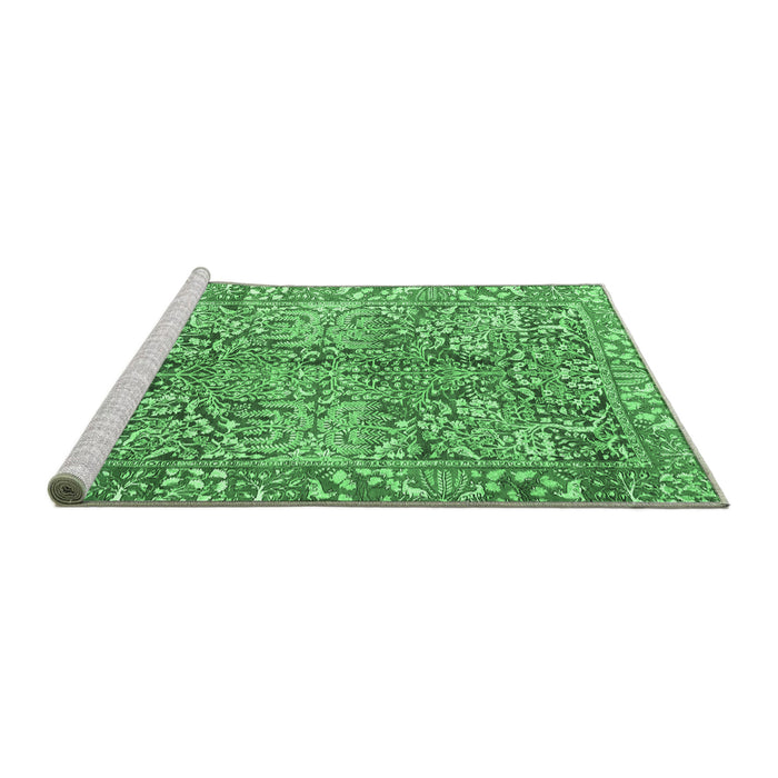 Sideview of Machine Washable Persian Emerald Green Traditional Area Rugs, wshtr2956emgrn