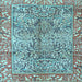 Square Machine Washable Persian Light Blue Traditional Rug, wshtr2956lblu