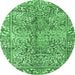 Round Persian Emerald Green Traditional Rug, tr2956emgrn