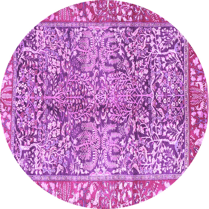 Round Machine Washable Persian Purple Traditional Area Rugs, wshtr2956pur