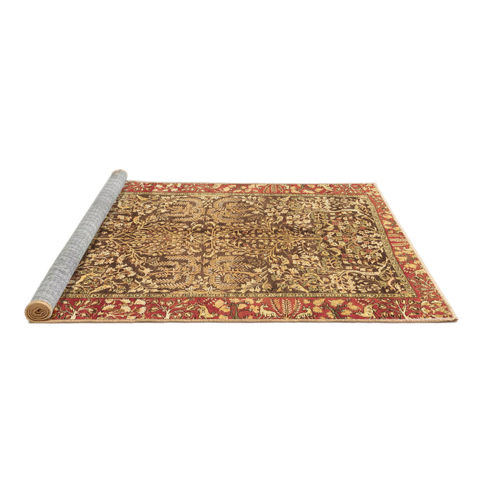 Sideview of Machine Washable Persian Brown Traditional Rug, wshtr2956brn