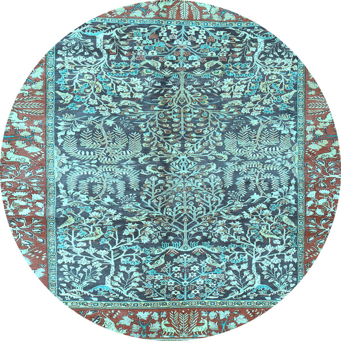 Round Persian Light Blue Traditional Rug, tr2956lblu