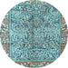 Round Persian Light Blue Traditional Rug, tr2956lblu