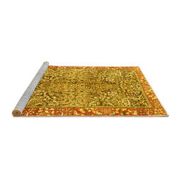 Sideview of Machine Washable Persian Yellow Traditional Rug, wshtr2956yw