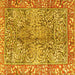 Square Machine Washable Persian Yellow Traditional Rug, wshtr2956yw