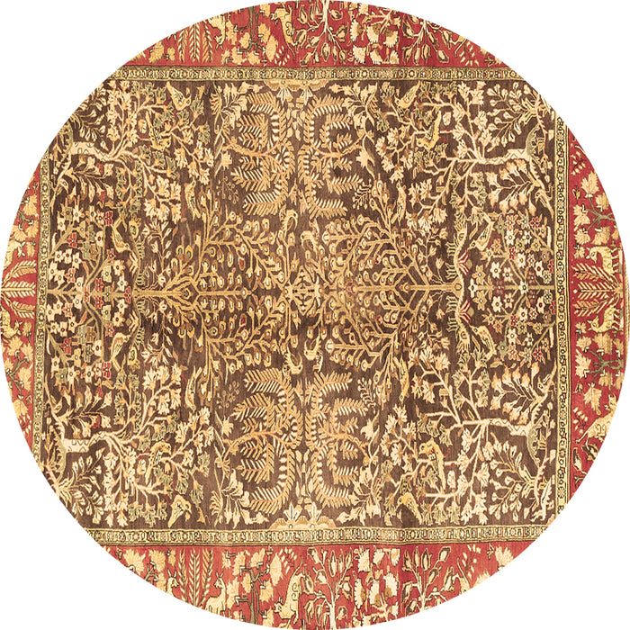 Round Machine Washable Persian Brown Traditional Rug, wshtr2956brn
