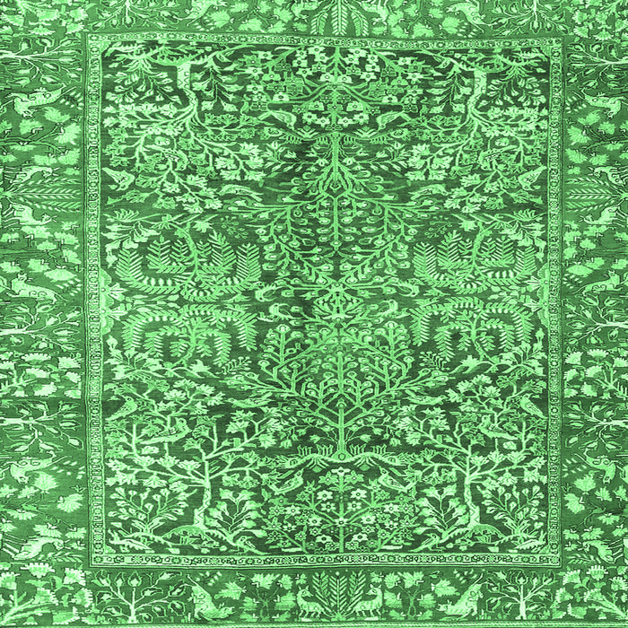 Square Machine Washable Persian Emerald Green Traditional Area Rugs, wshtr2956emgrn