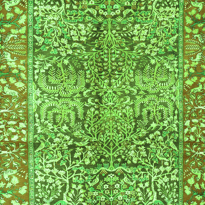Serging Thickness of Machine Washable Persian Green Traditional Area Rugs, wshtr2956grn