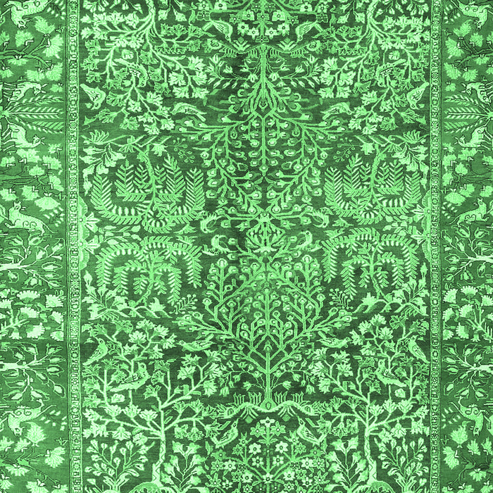 Machine Washable Persian Emerald Green Traditional Area Rugs, wshtr2956emgrn