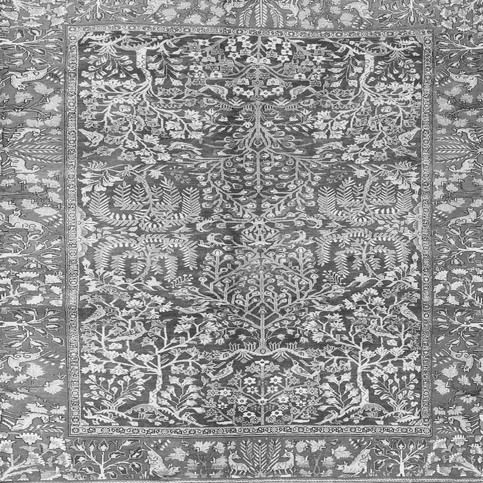 Round Machine Washable Persian Gray Traditional Rug, wshtr2956gry