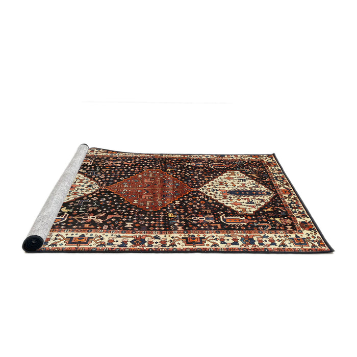 Sideview of Machine Washable Traditional Light Copper Gold Rug, wshtr2957
