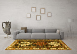 Machine Washable Persian Yellow Traditional Rug in a Living Room, wshtr2957yw