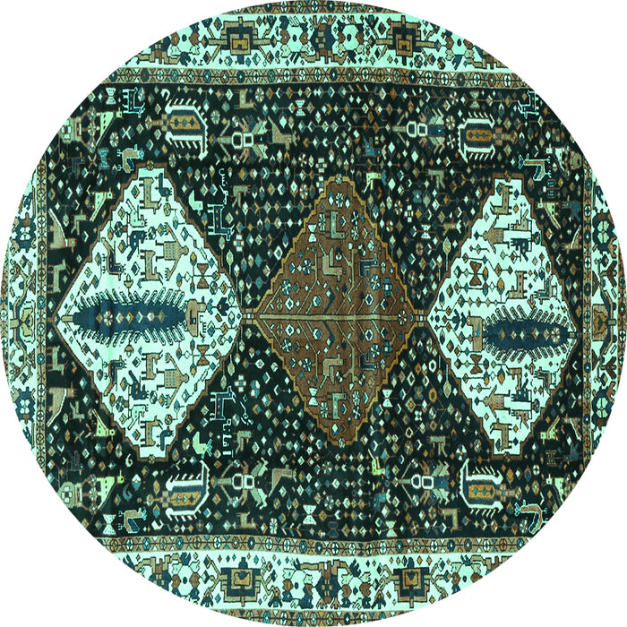 Round Persian Turquoise Traditional Rug, tr2957turq