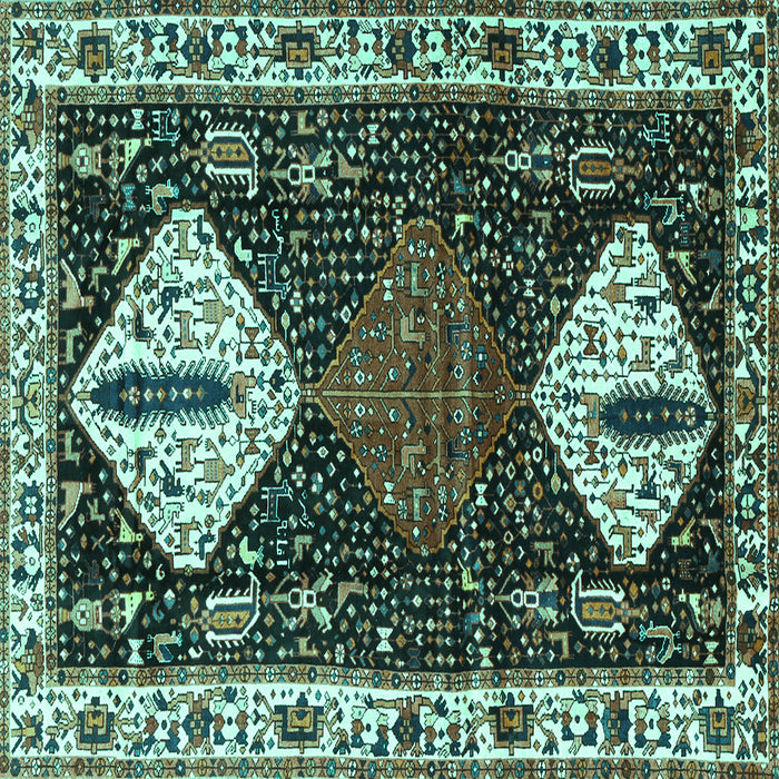 Square Persian Turquoise Traditional Rug, tr2957turq