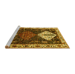 Sideview of Machine Washable Persian Yellow Traditional Rug, wshtr2957yw