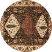 Round Persian Brown Traditional Rug, tr2957brn