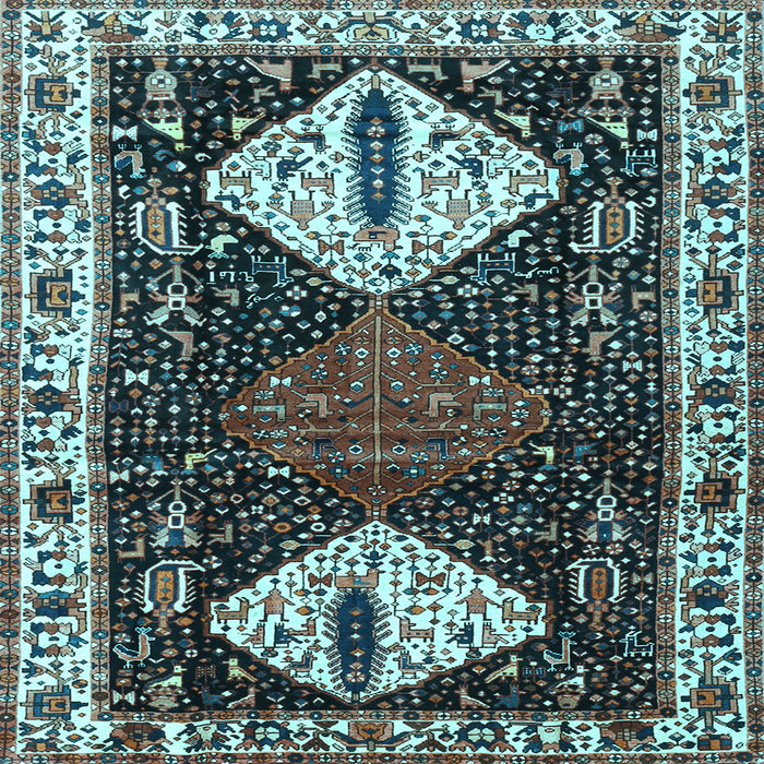 Square Machine Washable Persian Light Blue Traditional Rug, wshtr2957lblu