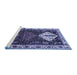 Sideview of Machine Washable Persian Blue Traditional Rug, wshtr2957blu