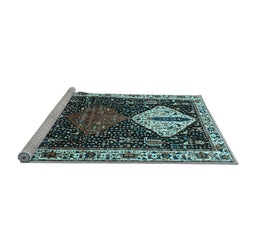 Sideview of Machine Washable Persian Light Blue Traditional Rug, wshtr2957lblu