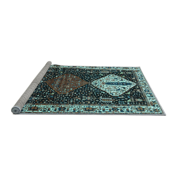 Sideview of Machine Washable Persian Light Blue Traditional Rug, wshtr2957lblu