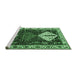 Sideview of Machine Washable Persian Emerald Green Traditional Area Rugs, wshtr2957emgrn