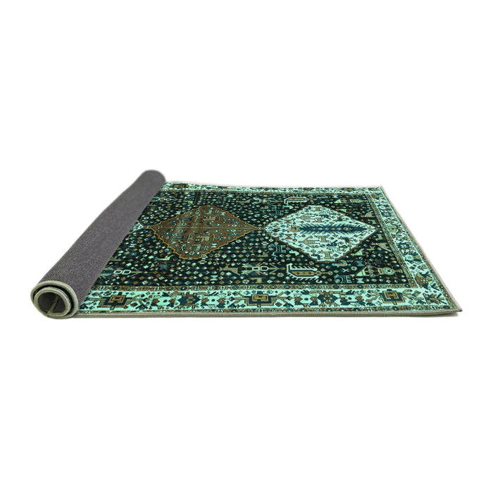 Sideview of Persian Turquoise Traditional Rug, tr2957turq