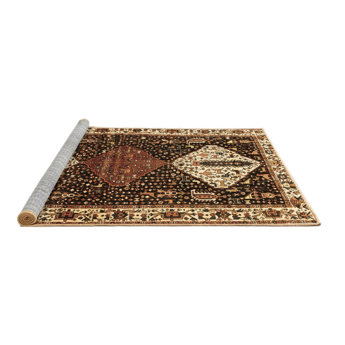 Sideview of Machine Washable Persian Brown Traditional Rug, wshtr2957brn